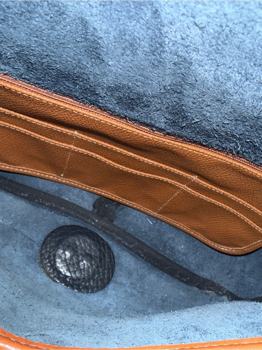 Vintage Dooney & Bourke Navy and Brown Leather Crossbody Bag with Wallet